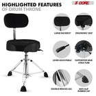 5core Drum Throne W Backrest 4  Padded Stool Airlift Adjustable 441lb Capacity