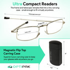 Hard Case Folding Reading Glasses     Compact Pocket Size Spring Hinge Readers For