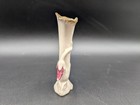Vintage Ivory Porcelain Pink Rosebud Bud Vase Fluted 5 Inches Gold Trim 