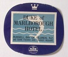 Duke Of Marlborough Hotel Russell Bay Of Islands Original Luggage Label