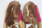 Vintage 1950 s Ojibwe Beaded Moose Skin Moccasins  Leather First Nation Ojibwa