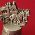 Vintage Fort Pewter Stagecoach Thimble Western Horses Euc