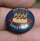 Vtg Bastian Bros Co Rochester Ny Birthday Greetings Cake Candles Pinback Button