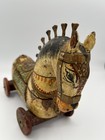 Vintage Wooden Horse Spice Box On Wheels Hand Carved