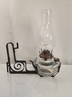 Antique P a Eagle Oil Lamp Clear Glass Bracket Font W  Wrought Iron Wall Mount