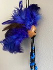 Hawaiian Design 1  Kamani Nut Ikaika Warrior Helmet Car Decor Blue Brown Feather