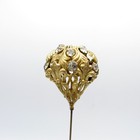 Antique Hatpin Brass Basket Base   flowers In Brass  Hat Pin  Nr