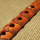 Unique Native American Wooden Flute   6 Hole   Hand Crafted   Carvings   Stones