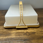 Vintage Tupperware Sheet Cake Carrier Holder Harvest Gold Handle Rectangular