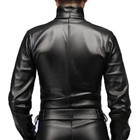 Men s Black Leather Hi-neck Shirt Genuine Lambskin Leather Shirt Slim Fit Shirt