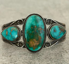 Old Vintage Native American Navajo Turquoise Ingot Silver Bracelet 40 7g 6 6 In
