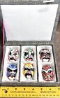 6 Vintage Asian Hand Painted Miniature Opera  kabuki  Masks In Original Box