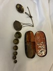 Antique Apothecary Balance Scale 2 Pans Velvet-lined Case Brass Weights