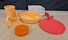 Tupperware Tupperkids Feeding Set Divided Bowl W handle Sippy Cup Orange