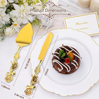 2 Pcs Gold Vintage Rose Wedding Cake Knife And Server Set