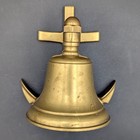 Vintage Solid Brass Nautical Ship Bell Anchor Wall Mount 5  Tall Maritime Decor