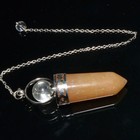 61mm Natural Yellow Aventurine Crystal Beaded Bullet Dowsing Pendulum With Chain