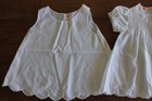 Vintage Sasson Brothers Baby Girl White Cotton Embroidered Dress   Slip