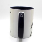 Coffee Mug Black Raven Crow White With Blue Accents
