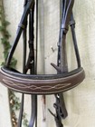 Harwich Square Raised Padded Hunter Bridle F s Walnut W White Fancy Stitching