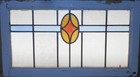Pretty Linear Midsize Old English Leaded Stained Glass Window 28 1 2  X 15 1 2 