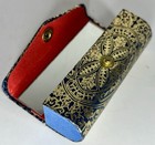 Vintage Italian Ornate Gold Tone   Orange Foil Leather Lipstick Case With Mirror