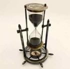 Antique Brass Sand Timer Hourglass W  Wheel Compass Base Hanging Collectible