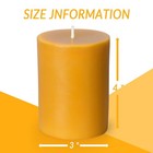 Beeswax Pillar Candles 3x4 Inch  Pure Natural Beeswax Candles - Unscented  Long