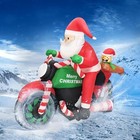 6ft Christmas Inflatable Santa Riding Motorcycle With Gingerbread Man Lighted 