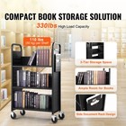 Book Cart Library Cart 330 Lbs Capacity With L-shaped Shelves In Black