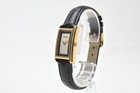 Gucci 2600l Quartz Women s Rectangular Watch Gold Tone Black Leather 19mm Box