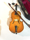 Vintage Mini Violin cello  Music Box With Bow And Case Plays Memory From Cats