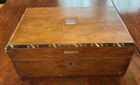Antique American Birds Eye Maple Ladies Lap Desk W  Abalone Inlay   Mop  C 1830