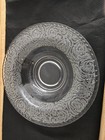Vtg  Large Flower Etched Border Clear Glass Centerpiece Bowl 