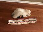 Vintage Knights Of Columbus Bicorn White Ostrich Plume Dress Hat W  Ribbon Badge