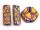 3 Old Venetian Antique Dark Yellow Millefiori African Glass Trade Beads