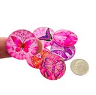 6 Pink Butterfly Altered Art 25mm Domed Round Glass Flatback Tile Cabochons