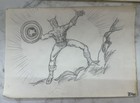 Captain America Original Pencil Sketch Comic Art Hand Drawn-10 5   x7   