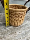 Woven Wicker Round Basket With Leather Handles Very Nice