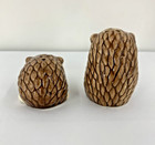 Adorable Mini Ceramic Hedgehog Salt   Pepper Shaker Set - Pottery Collectible -