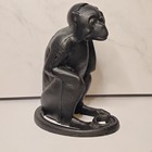 Vintage Black Cast Iron Monkey Figurine Statue Sitting Curled Tail Cast Iron 