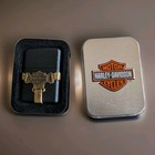 Zippo Lighter - Harley Davidson - Brass Bootstrap - Black Crackle - 236hd H215