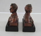 Antique 4  Lord Byron Bust Bookends Pair - Bronze Clad Cast With Iron Base