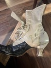 Antique Victorian Women   s Lace-up Boots 1890   s Two-tone Leather High Heel Shoes