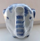 Vintage Andrea Sadek Elephant Coin Bank Floral Porcelain Blue   White