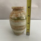 Vintage Jasper Marble Stone Bud Vase 4  Banded Onyx Hand Carved Natural Stone