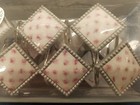 New Vintage Windsor 12pc Shower Curtain Hooks Framed Burgundy Silver Hand Craft