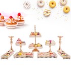 9pcs Cake Stand Wedding Party Cupcake Display Plates Tower Dessert Decor Gold Us