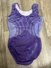 Gk Elite Adult Medium Gymnastics Leotard Girls Am Purple With Sequins Dance
