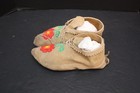 Vintage Cree Leather Beaded Floral Moccasins Native American 10 25  Long